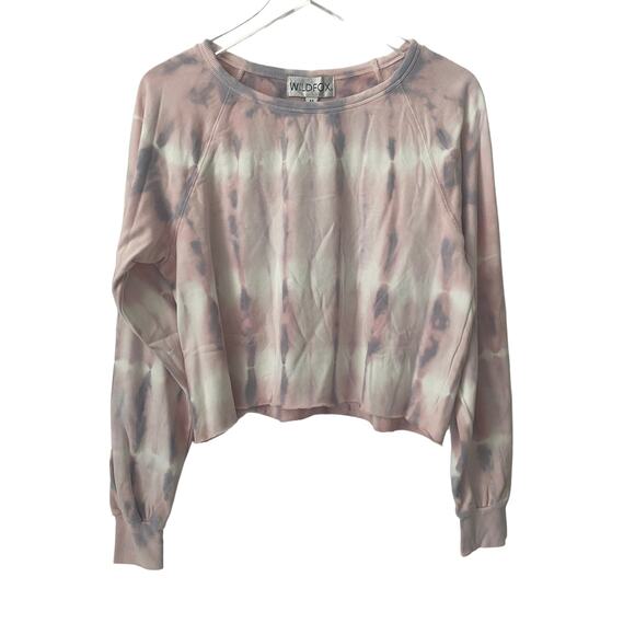WILDFOX WTC COTTON CANDY TIE DYE CROPPED SWEATSHIRT NWT SIZE MEDIUM - Picture 2 of 7